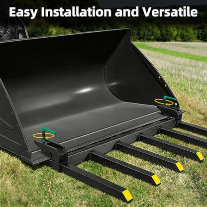 Clamp On Debris Forks To 48-60" Bucket, Heavy Duty Pallet Fork Fit For Loader Bucket Skidsteer Tractor,60" 4000 LBS - size: 60" 4000 LBS