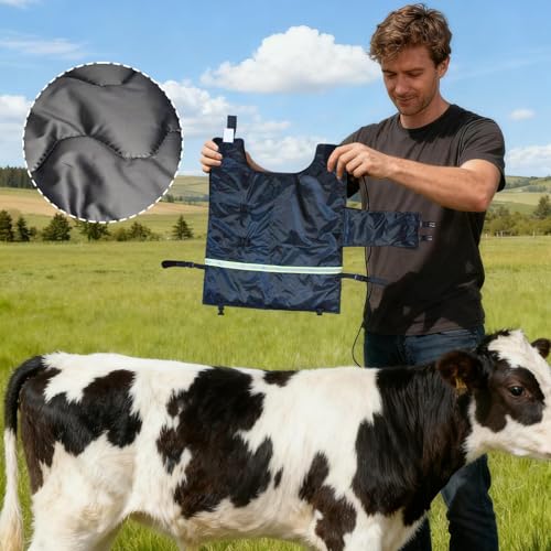 Calf Winter Jacket, with Warming Insulated Design, Black, Wearable Cattle Coat Blanket, Livestock Winter Warming Coat, Adjustable Straps, for Calves, Goats, Sheep, Horses and Cows