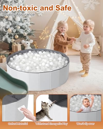 Ball Pit for Toddlers Babies Dogs Cats Iinfant Children, Foldable Ball Pits Play Tent, Crawl Playpen Ball Pool with Storage Bag, Surprise for Boys Girls Festival (Balls Not Included), White - color: White