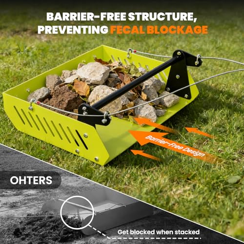 2-in-1 Mini Horse Paddock Cleaner with Tow-Behind Trailer, Heavy Duty Manure Fork & Scoop, Efficient Pasture Sweeper & Manure Collector for Easy Yard Cleanup