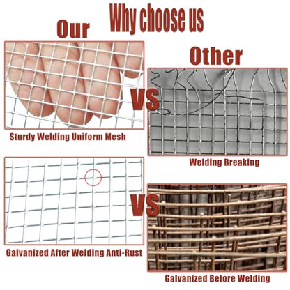 8in X 20ft Hardware Cloth 1/4 Inch 23Gauge, Galvanized Welded Wire Metal Roll, Garden Rabbit Fencing, Snake Fence, Chicken Gopher Racoons Critters Rehab Cage