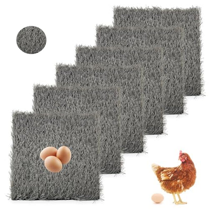 PINVNBY 6 Pcs Artificial Chicken Coop Nesting Pads,12"x12" Washable Chicken Nest Box Liners Hen Laying Mats Fake Grass Synthetic Turf Mat for Chicken Coop Pet Garden Lawn Indoor Outdoor(Gray) - size: 【Grey|6 PCS】