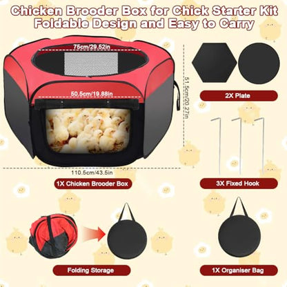 Chicken Brooder Box for Chick Starter Kit，Double Door Chick Brooder Pen/Chicken Playpen/Brooder Box for Chicks Chicken Nesting Box Supplies Up to 15 Baby Chicks,Duck,Quail
