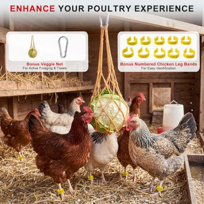 Automatic Chicken Feeder, 55LB Large Chicken Feeder with 8 Feeding Ports, No Waste Metal Poultry Feeder, Rat Proof Design, View Window, Height-Adjustable Legs for Ducks, Geese & Chickens - size: 8 Ports - Max 55 lb