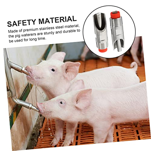 POPETPOP Automatic Pig Nipple Waterer Livestock Water Trough for Pigs Stainless Steel Waterer Pcs Set Easy to Use Maintain