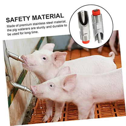 POPETPOP Automatic Pig Nipple Waterer Livestock Water Trough for Pigs Stainless Steel Waterer Pcs Set Easy to Use Maintain