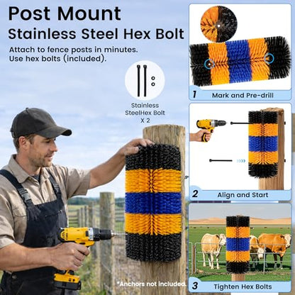 17" x 7.9" Livestock Scratching Brush for Horse, Wall-Mount Grooming and Massage Scratch Brushes for Cow Donkey Goats Horse Sheep, with 8 Screws for Back Itch Relief & Keep Cleaning (1Pcs) - size: 1 Pack