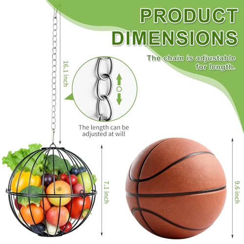 Hanging Chicken Feeder - 7.1 Inch Metal Chicken Treat Holder Ball with Hanging Chain, Sturdy Poultry Vegetable Fruits Feeder Basket for Chicken Coop