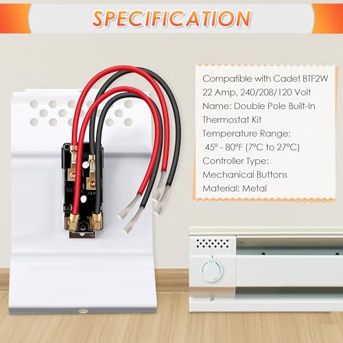 Feekoon Built in Thermostat Compatible with Cadet, Electric Baseboard Heater Thermostat, 22 Amp, 240/208/120 Volt(1 Pack,Double Pole) - style: Double Pole