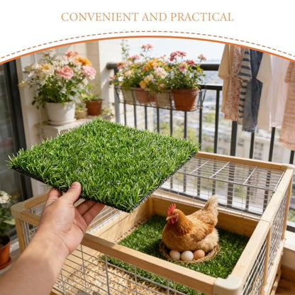 Levemolo 6pcs Chicken Coop Nesting Pads - Washable Grass Carpet Nest Mat for Laying Hens - Artificial Turf Bedding for Poultry House and Chicken Box Liners 11.8x11.8 Inch - color: Green