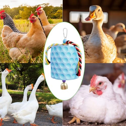 Chicken Coop Accessories, Chicken Beak Grinding Calcium Stone with Bell, Chicken Toys for Coop, Enrichment Toys for Hens, Ducks, Geese, Turkeys, Poultry - color: Blue