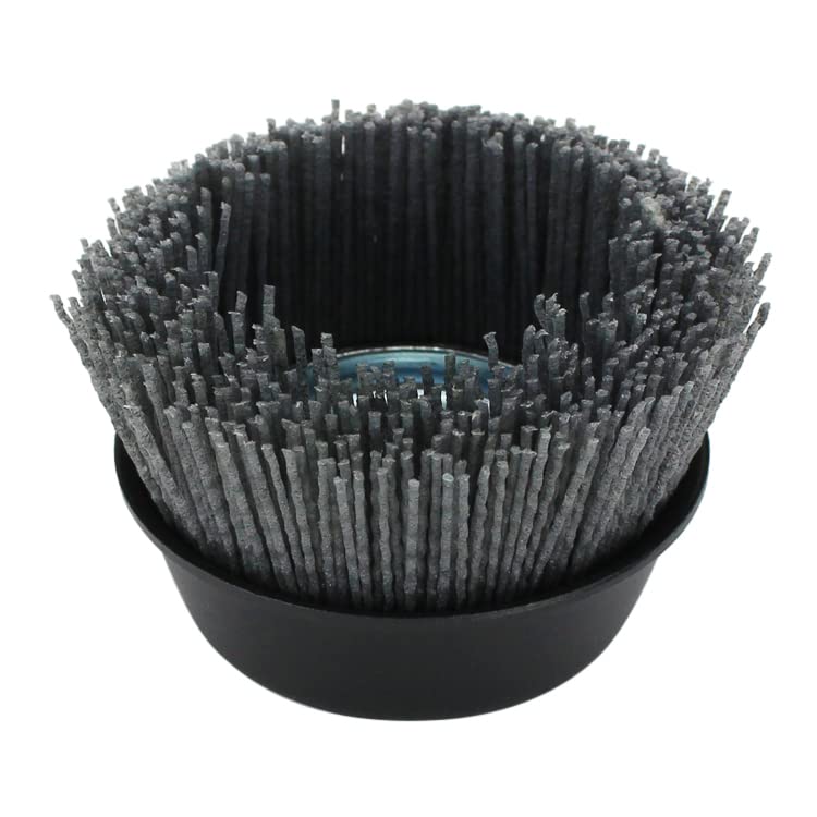 BHA 4" Abrasive Filament Nylon Bristle Cup Brush, 5/8-11 Thread Arbor - Gray (80 Grit)