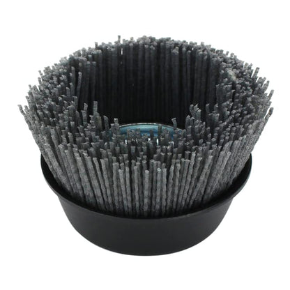 BHA 4" Abrasive Filament Nylon Bristle Cup Brush, 5/8-11 Thread Arbor - Gray (80 Grit)