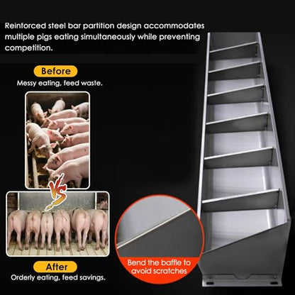 Hog Feeder Livestock Feed Trough Automatic Pig Feeder Heavy Duty Stainless Steel, Separated Fence Feeder Trough, Multipurpose Livestock Trough for Pig Horse,A - size: A