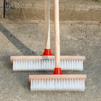 Ipetboom Hard Bristle Floor Brush with Long Handle, 40cm Deck Scrubbing Brush for Outdoor Patio and Bathroom, Sturdy Nylon Stiff Bristle Broom for Heavy Duty Floor and Carpet Cleaning