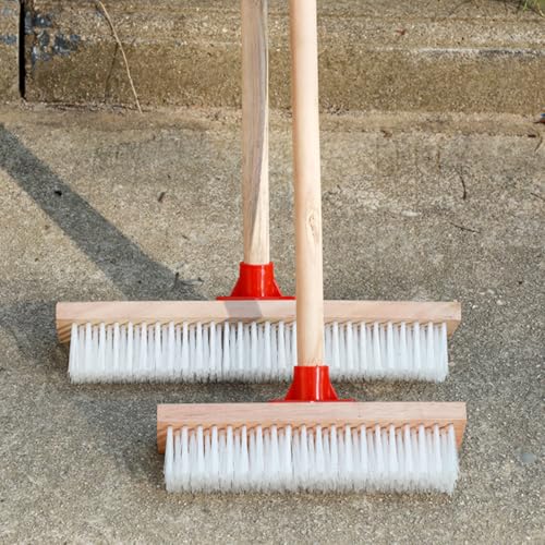 Housoutil Hard Bristle Floor Scrub Brush with Long Handle, Sturdy Nylon Patio Cleaning Brush for Outdoor Deck, Bathroom, and Carpet Stain Removal, 40cm Stiff Bristle Scrubber for Heavy-Duty