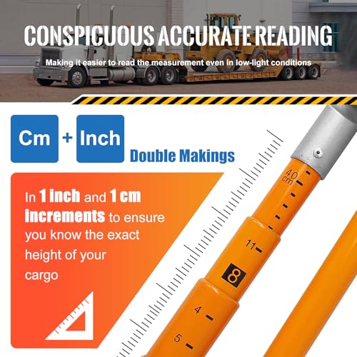 15 ft Height Stick for Semi Trucks, Telesopic Load Height Measuring Sticks with Portable Bag & Folding Cross Pole, Heavy Duty Haul Carrier Essential Tool for Oversize Trailer, Car Haulers