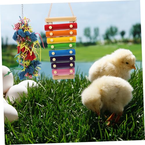 COLLBATH Chicken Hanging Wooden Foraging Playthings with Movable Hook and Lovely Appearance, Fun Chew for Home Decoration and Stress Relief