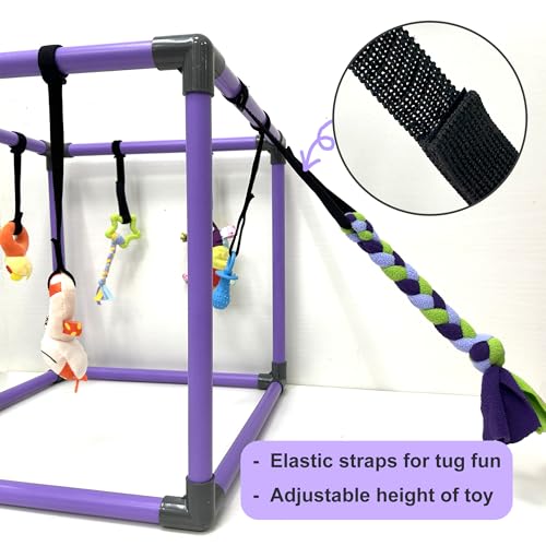 DOZZOPET Puppy Play Gym for Small Dogs with 8 Hanging Toys, Jungle Playground with Interactive Funny Enrichment Toys to Keep Them Busy