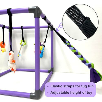 DOZZOPET Puppy Play Gym for Small Dogs with 8 Hanging Toys, Jungle Playground with Interactive Funny Enrichment Toys to Keep Them Busy