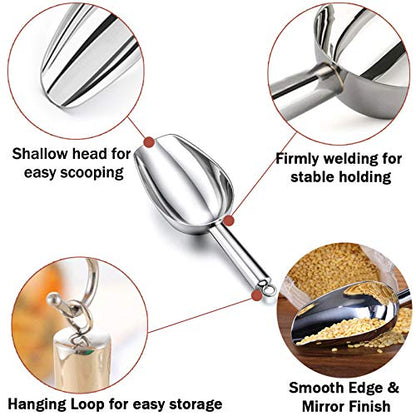 TeamFar Stainless Steel Ice Scoop, Small Metal Food Candy Scoop for Kitchen Bar Party Wedding - 5 Ounces - size: 5 oz