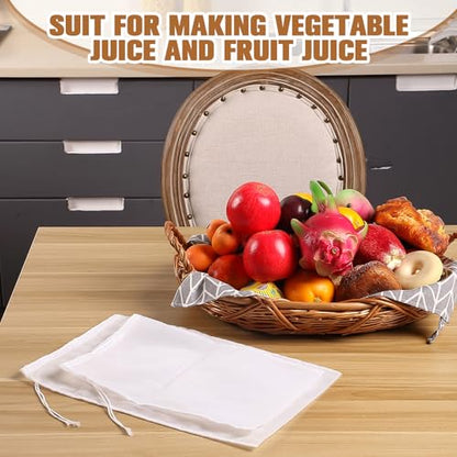 Boao Nut Milk Bags - Reusable Food Strainer Bags with Fine Mesh Nylon Drawstring, 3 Sizes (48 Pack)
