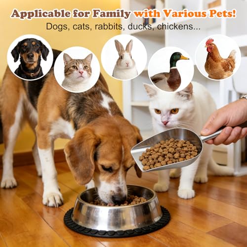Mity rain 2PCS Dog Food Scoop Stainless Steel with Long Handle, Precise Dog Food Measuring Cup 1, 3/4, 1/2, 1/4 Cup, Pet Scoop for Cats, Rabbits, Animals, Metal Spoon for Dog Food Storage (2 CUP) - size: 2.0 CUP