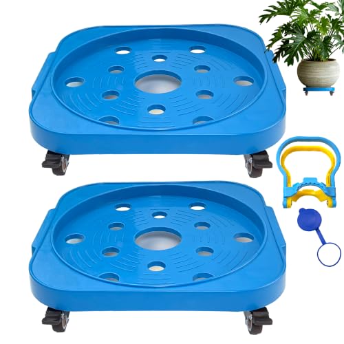 2-Pack 11" 5-Gallon Water Bottle Jug Caddy with 4 Rolling Swivel Casters - Heavy-Duty 5-Gallon Bucket Dolly & Plant Stand, Blue (2, Blue) - color: blue