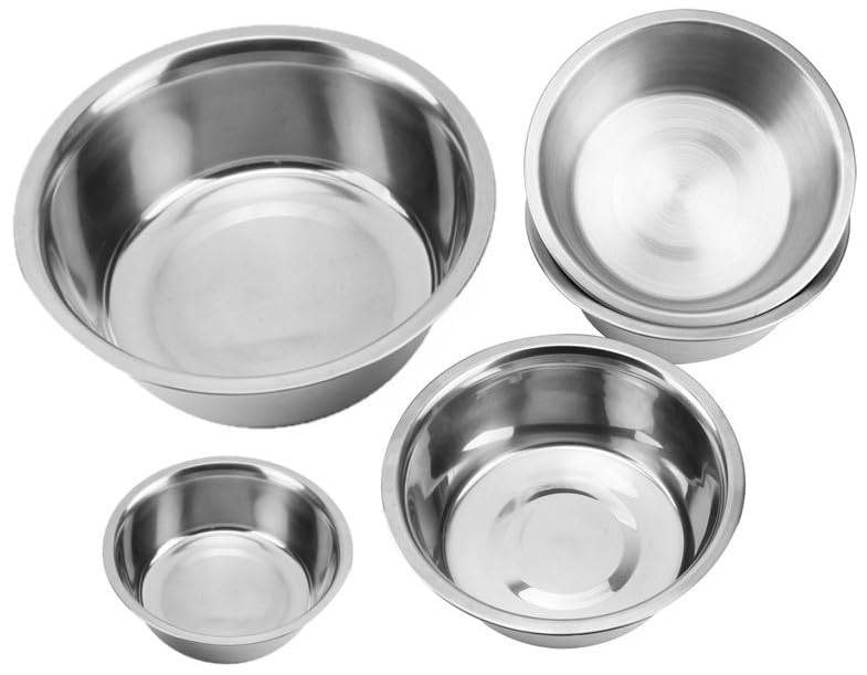 2 Pack - 10 Cup (2.4 Liter) Stainless Steel Dog Bowls – Metal Dog Food Bowls, Dog Water Bowls, Pet Feeding Bowls, Replacement Bowls for Raised Stands, Rust Resistant, Dishwasher Safe - color: Stainless Steel