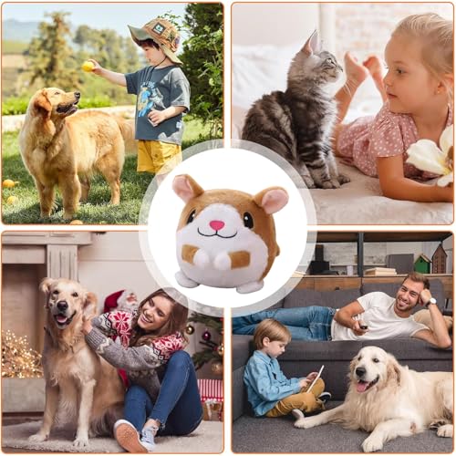 Active Moving Pet Plush Toy, Interactive Dog Toys Pet Bouncing Balls, USB Rechargeable Interactive Washable Cartoon Pig Plush Sound Electronic Dog Toy, Small Cute Squeaky Pig Dog Toy (Hamster) - color: Hamster