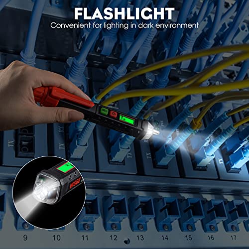 WGGE AC Voltage Tester/Non-Contact Voltage Tester with Dual Range AC 12V-1000V/48V-1000V, Electrical Pen with LCD Display and Flashlight Buzzer Alarm, Detect Wire Breakpoint, Live/Null Wire Tester.