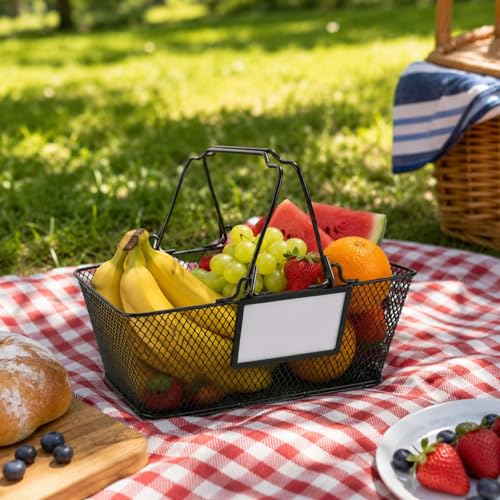 Garden Harvest Basket,Metal Wire Storage Basket with Handle,Large Food Baskets,Garden Baskets for Gathering Vegetables,Fruits,Kitchen,Picnic,Black