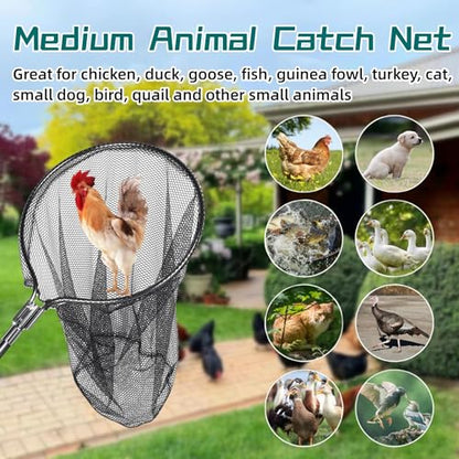 Catch Net - Small Animal Catcher for Chicken, Duck, Goose, Fish, Cat, Bird, Raccoon, Dog and Others (43"-78" Handle with 20" Net Opening)