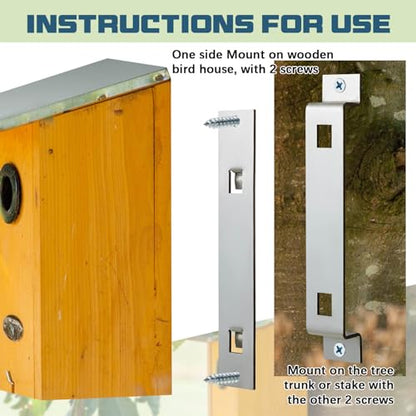 Blulu 2 Sets Bird House Hanger Bracket Stable Rust Proof Galvanized Steel Mounting Bracket for Securing Bird Houses Nesting Boxes Feeders, Quickly Remove for Cleaning (Silver) - color: Silver