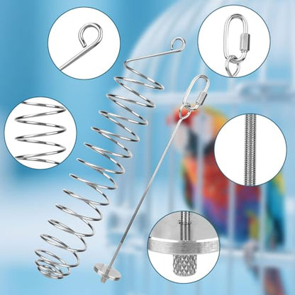 2pcs Rat Enrichment Toys, Premium Stainless Steel Bird Treat Skewer Food Holder Hanging Slow Feeder for Fruits Vegetables Ideal Cage Accessories Mouse & Bird Rodent Foraging Puzzle Toy(Silver)