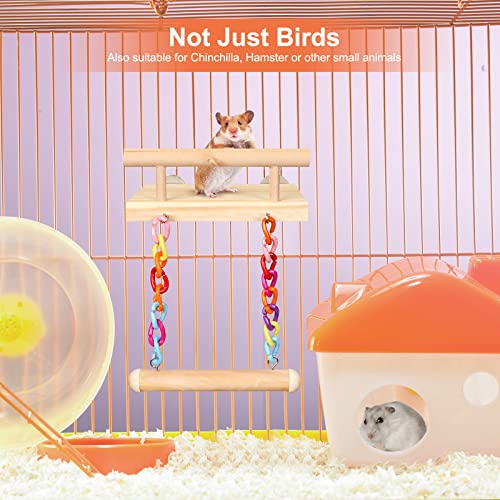 FrgKbTm Bird Perches Cage Toys Parrot Wooden Platform Play Gyms Exercise Stands with Acrylic Wood Swing Ferris Wheel Chewing for Animals Green Cheeks, Baby Lovebird, Chinchilla, Hamster Budgie - color: Platform+Swing
