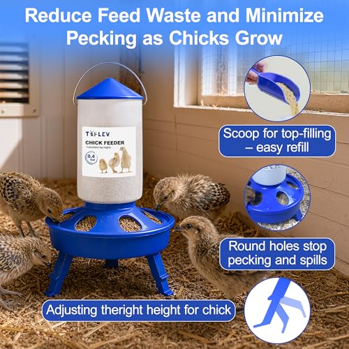 Chick Feeder and Waterer Set with 3 Adjustable Height, Scoop, 0.4Gal Top Fill Chick Feeder and 0.4Gal Waterer Anti-Drown for Raising Chicks in Brooder Blue - size: 0.4Gal Feeder & 0.4Gal Waterer