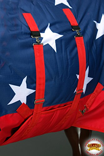American Flag 66 in HILASON 1200D Winter Waterproof Poly Horse Turnout Blanket Belly Wrap - color: American Flag, size: 66 In