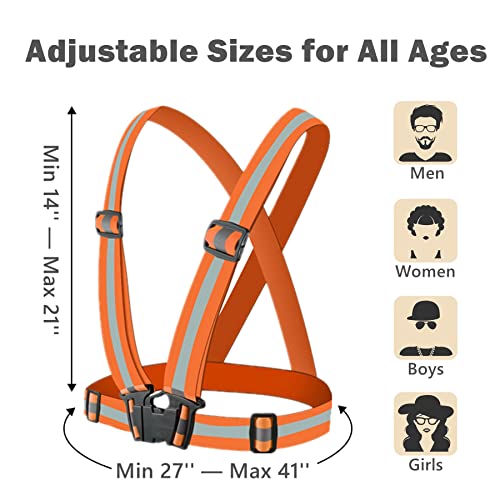 Reflective Vest, High Visibility Safety Vest Straps Reflective Gear for Night Running Walking Cycling for Men Women Kids - color: Orange+green