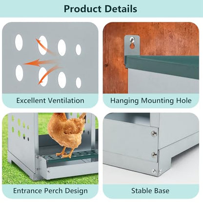 Chicken Nesting Box for Laying Eggs - 4 Room Chicken Laying Boxes, Nesting Boxes for Chickens, Heavy Duty Metal Chicken Coop (22.05" L x 16.92" W x 25.59" H) - size: 22.05" L x 16.92" W x 25.59" H