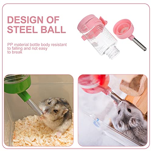 STOBOK 2pcs Hamster Drinking Fountain Hamster Feeding Bottle Bunny Drinking Bottle Water Feeding Equipment Bunny Water Feeder Bunny Dispenser Cat Automatic Stainless Steel Pink Guinea Pig