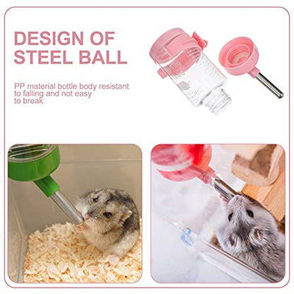 STOBOK 2pcs Hamster Drinking Fountain Hamster Feeding Bottle Bunny Drinking Bottle Water Feeding Equipment Bunny Water Feeder Bunny Dispenser Cat Automatic Stainless Steel Pink Guinea Pig