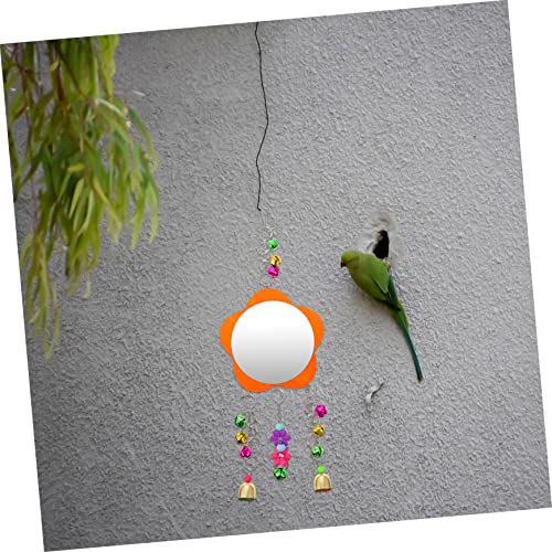 VICASKY 1pc Bird Mirror Toy for Parrots and Chickens Sturdy with Bell Fun Chewing Plaything for Cages Easy Installation Rooster Coop Accessory