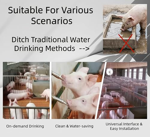 10 Pack Stainless Steel Pig Nipple Waterers 1/2" NPT, Automatic Hog Drinking System for Sow Piglet Livestock, BPA-Free Livestock Water Fountain, Easy Install Farm Barn Animal Waterer Kit