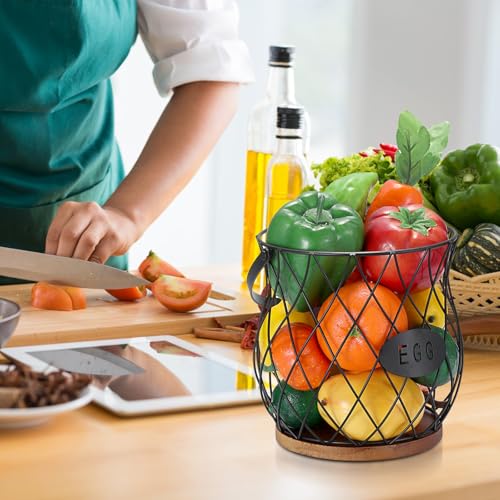 Chicken Egg Basket With Handle, Egg Baskets for Gathering Fresh Eggs, Chicken Coop Egg Holder, Round Wire Egg Basket & Kitchen Countertop Decor (Style 3) - style: Style 3