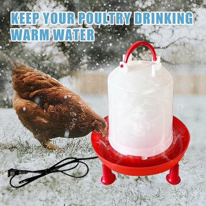 All in One Heated Chicken Waterer Heated Poultry Fountain with Leg Support Constant Temperature Heated Poultry Waterer for Winter Chicken Coop Accessories (3L)