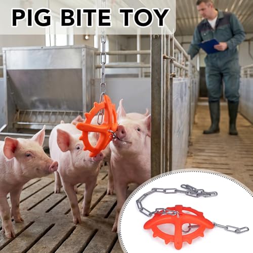 Hanging Piglet Chew Toy, Scented Durable Pig Bite Toy with Adjustable Chain, Hanging Pig Enrichment for Farm Pigs to Prevent Biting and Boredom