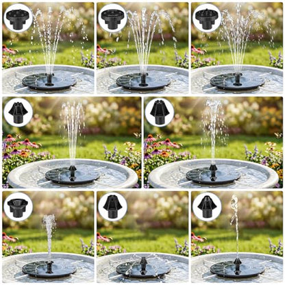 Mademax Solar Bird Bath Fountains, Upgrade 1.4W Solar Fountain Pump with 8 Nozzles & 4 Brackets, Free Standing Floating Solar Powered Water Fountain Pump for Bird Bath, Garden, Pond, Pool, Outdoor