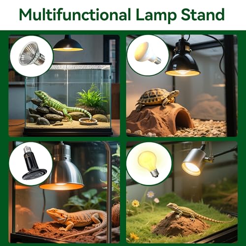 Reptile Heat Lamp Stand Adjustable 18"-32": Light Holder Fixture with Heavy Base for Bearded Dragon, Turtle, Snake, Lizard – Terrarium Heating Dome Lamps for Tank or Aquarium Use - size: 32" Height