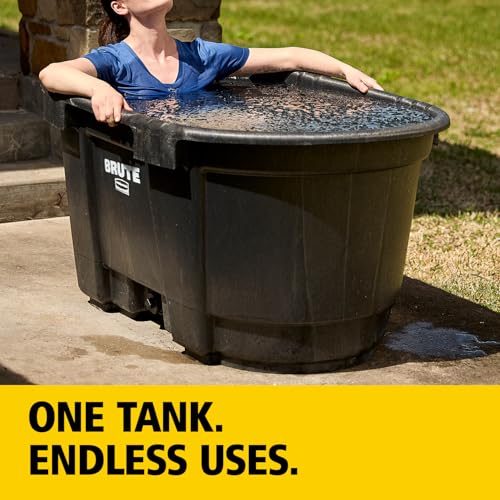 Rubbermaid Commercial Products Stock Tank 100-Gallons Structural Foam Heavy Duty Container for Livestock/Animal/Cattle Feed & Water Outdoor Homemade Pool/Hot Tub/Bathtub & Pet Cleaning/Dog Wash - size: 100 Gallon